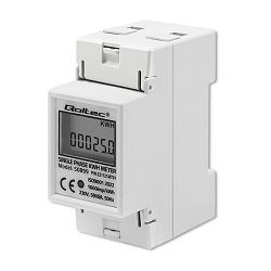 Mjerač potrošnje električne energije QOLTEC 50899 (jednofazni, elektronički, 230 V, LCD, 2P, DIN šina)