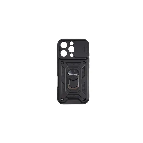 MM TPU iPhone 16 PRO - ANTI-SHOCK WITH RING crna