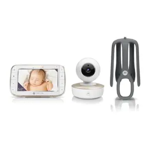 Motorola VM855 CONNECT 5.0” Portable Wi-Fi Video Baby Monitorwith Flexible Crib Mount, White/Gold Motorola | L | 5" TFT color display with 480 x 272 resolution; Lullabies; Two-way talk; Room temperatu