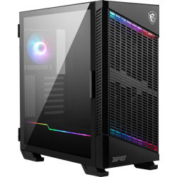 MSI MPG VELOX 100P AIRFLOW Mid Tower Gaming Computer Case 'Black, 3x 120mm Fan + 1x 120mm ARGB Fan, ARGB light strip, USB Type-C, 1x Tempered Glass, Center, E-ATX, ATX, mATX, mini-ITX'
