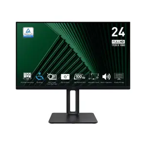 MSI Pro MP245PG 24 Inch Monitor, FHD (1920 x 1080), 100Hz, IPS, 1ms, 1x HDMI 1.4b, 1x DP 1.2a output, 1x D-Sub(VGA), Built-in Speakers, Anti-Glare, Anti-Flicker, Less Blue light, TÜV Certified, VESA, 