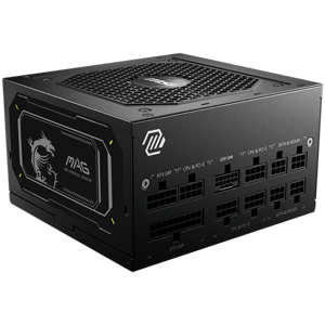MSI PSU MAG A750GL PCIE5 II, 750W 80Plus Gold, 120mm Fan Active PFC, Fully Modular, 12VHPWR, ATX 3.1, PCIe 5.1, OVP, OCP, OTP, OPP, SCP, UVP, 100-240Vac, 47Hz-63Hz Input Frequency, ATX, 7Y, Black