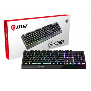 MSI VIGOR GK30 RGB MEMchanical Gaming Keyboard ' DE Layout, MECH. Membrane switches, 6-Zone RGB Lighting, RGB Mystic Light, water repellent keyboard design'