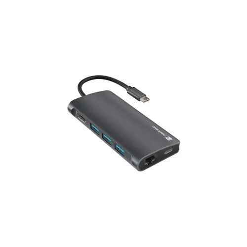Višeportni adapter NATEC Fowler 2 V2 USB-C 8u1 hub (3x USB 3.0, HDMI 4K, USB-C, RJ45, SD, Micro SD)