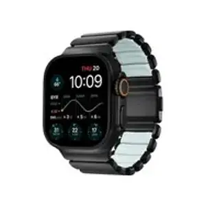 NOMAD Stratos Band - tytanowa bransoleta do Apple Watch 49mm z FKM (black titanium, icy blue glow FKM)