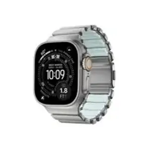 NOMAD Stratos Band - tytanowa bransoleta do Apple Watch 49mm z FKM (natural titanium, icy blue glow FKM)