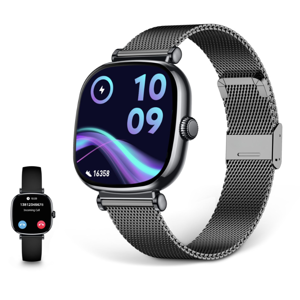 Pametni sat KSIX IRIA, 1,7" AMOLED, 4 dana aut., met. i silikon. remen, crni