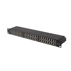 PATCH PANEL 48 PORT 1U 19" CAT6A FTP SHIELDED BLACK LANBERG