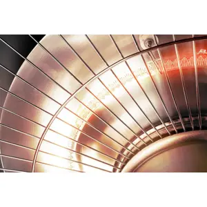 Pedestal radiant heater 1000W/2000W, aluminium, IP34, halogen heating element lamp, height 2.1 m, without remote control