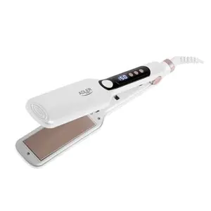 Pegla za kosu ADLER 2325 (bijela, keramičke široke ploče 4,1 × 10,6 cm, LCD zaslon, 7 temperatura 150–210 °C, hladni vrh, rotirajući kabel, 120 W)