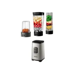 Philips Mini Blender | HR2604/80 Daily Collection | Tabletop | 350 W | Jar material Plastic/Glass | Jar capacity 0.6+0.6 L | Ice crushing | Pearl metal