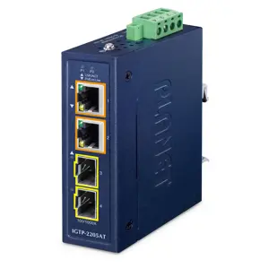 PLANET IP30 Compact size 2-Port IGTP-2205AT network media converter Blue