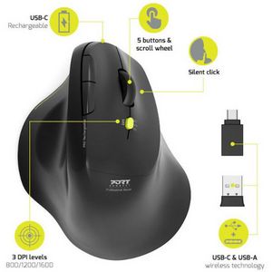 Port miš ERFO SOFT BT+WL, punjivi, crni