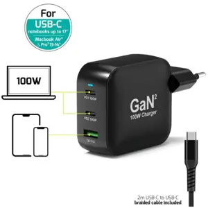 Port zidni punjač 100W type C,GaN2+USB-C kabel 2m