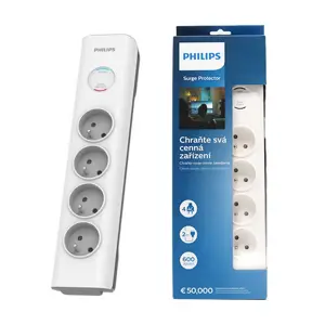 Prenaponska zaštita PHILIPS SPN7040WA/60 (4 utičnice, 2x USB-A, 900J, 2m)