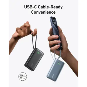 Prijenosna baterija ANKER 545 Nano (10000 mAh, 30 W, ugrađeni USB-C kabel, crni)