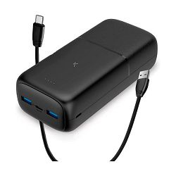 Prijenosna baterija KSIX 30000mAh, PD 20W, 2XUSB-A + USB-C kabel