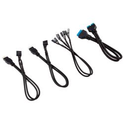 Produžni kabel za prednji panel s premium rukavima, CORSAIR, Premium Sleeved Front Panel Cable Extension Kit (Crna)
