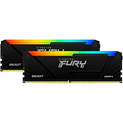 Memorija KINGSTON FURY Beast RGB (kit, DDR4, 32 GB: 2 x 16 GB, DIMM 288-pin, 3600 MHz / PC4-28800, unbuffered)