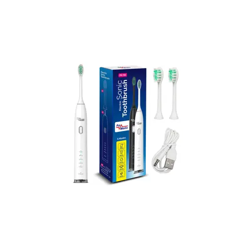 Sonična četkica za zube PROMEDIX PR (bijela, 5 načina rada, tajmer, indikator razine baterije, 2 nastavka, USB kabel)