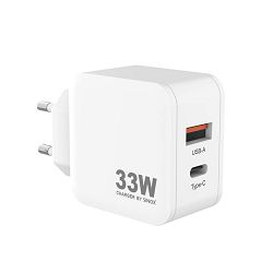 Punjač SINOX PRO, USB-A+USB-C, PD33W bijeli
