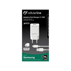 Kućni punjač za mobitel s kablom CELLULARLINE USB Micro 3A/15W crni