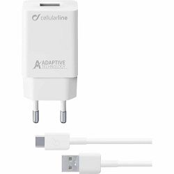 Kućni punjač za mobitel s kablom CELLULARLINE USB TYPE-C SAMSUNG 2A/15W bijeli