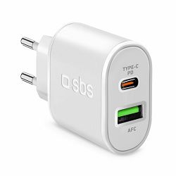 Punjač za mobitel SBS s Type-C izlazom, PD 20 W+1xUSB AFC bijeli