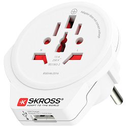 Putni adapter SKROSS, World To Europe + USB, 1500266