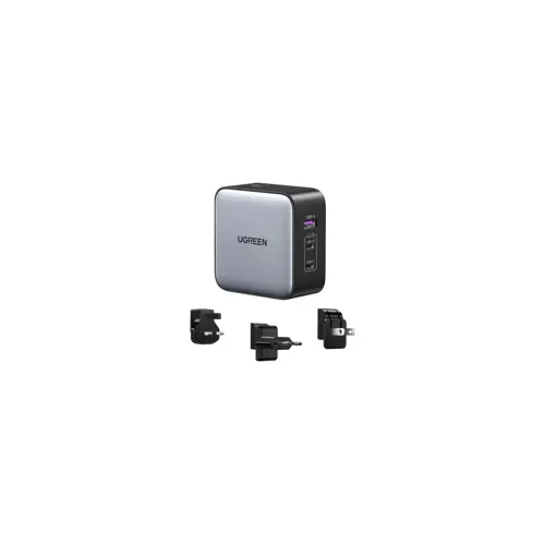 Putni punjač UGREEN Nexode, US/UK/EU, 65W, 2x USB-C PD3.0, USB-A, QC 4.0, GaN, sivi
