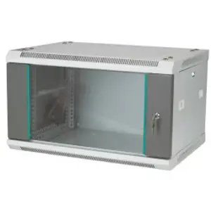 Q-LANTEC 19" 4U Wandregal 600x450, Glastür, grau