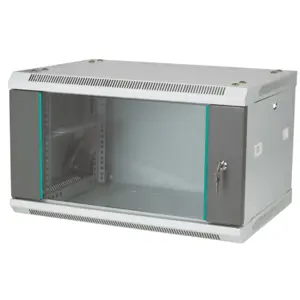 Q-LANTEC 19" 6U 600x450 wall-mounted rack, glass door grey