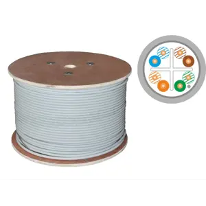 Q-LANTEC Kabel F/UTP kat.6, sieciowy, skrętka, PVC, Eca 4PR, 1Gb/s (10Gb/s do 55m), szary, 305m (KIF6PVC305Q)