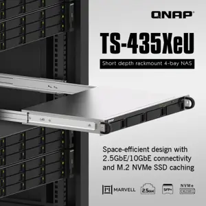 QNAP NAS server 1U rack short, 4GB ram, 10Gb network