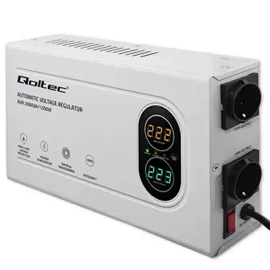 Qoltec Automatyczny Stabilizator napięcia AVR 2000VA | 1200W | Compact | Toroidalny transformator