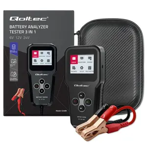 Qoltec Digital 3-in-1 Battery Tester with LCD | Polish Menu | 6V | 12V | 24V | 10Ah-200Ah