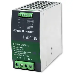 Qoltec Din Rail DC UPS Module | 40A | 24V