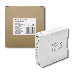 Qoltec Din Rail Power Supply | 24W | 24V | 1A | White | Slim