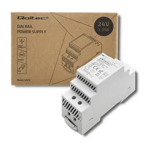 Qoltec Din Rail Power Supply | 30W | 24V | 1.25A | Grey