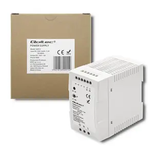 Qoltec DIN Rail Power Supply | 96W | 24V | 4A | White| Slim