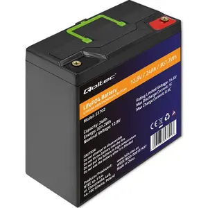 Qoltec LiFePO4 Lithium Iron Phosphate Battery | 12.8V | 24Ah | 307.2Wh | BMS