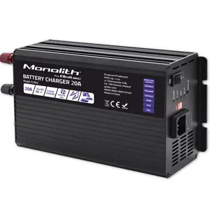 Qoltec Smart Monolith Battery Charger for LiFePO4 AGM GEL SLA batteries | 20A | 24V