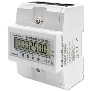 Qoltec Three Phase Electronic Meter | DIN rail energy consumption meter | 400V | 100A | LCD | 4P
