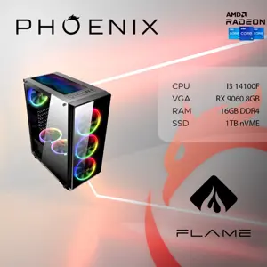 Računalo PHOENIX FLAME X-542 Intel i3 14100F, 16GB DDR4, NVME SSD 1TB, RX 9060 8GB, 600W