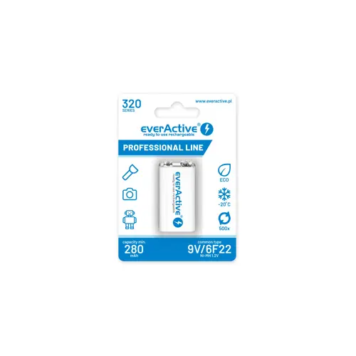 Punjače baterije EVERACTIVE Ni-MH 6F22 9V 320 mAh Professional Line (punjive, Ni-MH, 9V, 320mAh)