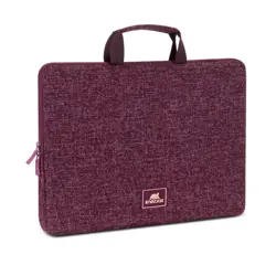 RIVACASE Anvik 13.3" laptop sleeve, red/maroon, with handle, waterproof material, plush interior, back pocket for smartphone, business cards, accessories