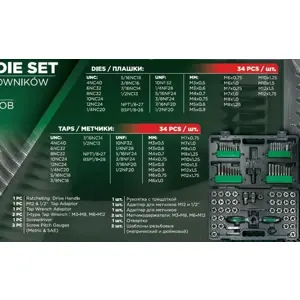ROCKFORCE 76pcs Tap & Die Set M3-M12