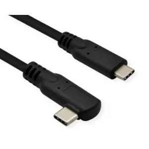 Roline USB3.2 Gen 2x2 kabel TIP C-C M/M, 1×90°. Emark, 100W, 1.0m, crni