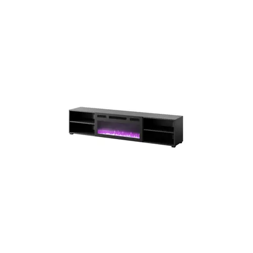 TV kabinet s kaminom, CAMA MEBLE, POLO 180x33x39 (crna)