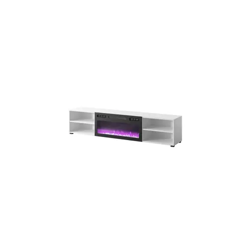 RTV kabinet s kaminom CAMA MEBLE POLO 180x33x39 (bijela, crni kamin)